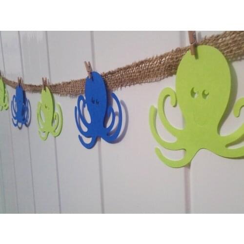Octopus Under the sea burlap banner girls birthday party garland decor nautical ocean beach wedding photo booth