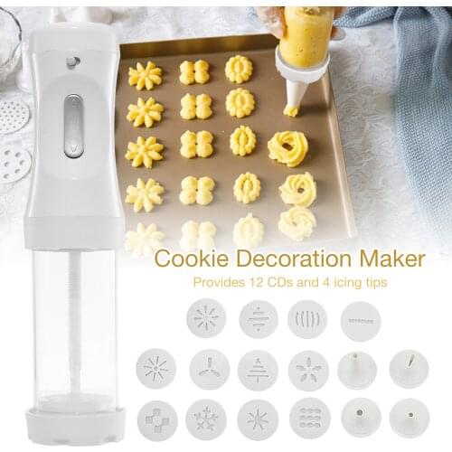 Baking Tools Manual Biscuit Cookie Press Stamps Set Cake Decorating Tools Maker With 4 Nozzles 12 Cookie Molds