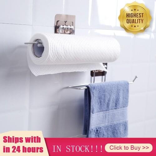 Kitchen Toilet Paper Holder Tissue Holder Hanging Bathroom Toilet Paper Holder Roll Paper Holder Towel Rack Stand Storage Rack