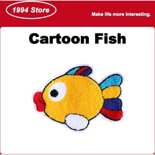 Fashion Sew On Yellow Patches Cartoon Animal Fish Embroidery Patch DIY Decorative Badges For Clothes Custom Cute Sewing Supplies