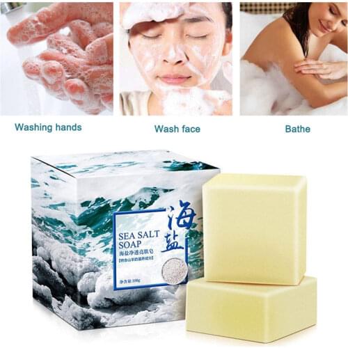100g Removal Pimple Pore Acne Treatment Sea Salt Soap Cleaner Moisturizing Goat Milk Soap Face Care Wash Basis Soap