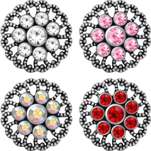 New Beauty Trendy Round Flowers patterns 18mm snap buttons fit 18mm snap necklace jewelry wholesale KZ3419 Gift