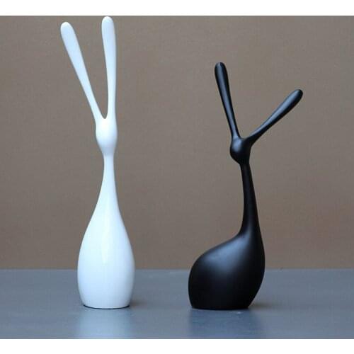 NEW MODERN CUTE ANIMAL RESIN RABBIT MINIATURE GARDEN DECOR STATUE BIRTHDAY GIFT TABLETOP FURNISHING ARTICLES HOME DECORATION