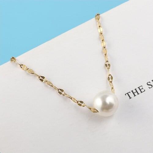 NYMPH Genuine 18K Gold Pendant Necklace 11-12mm Natural Freshwater Pearl Pure AU750 Wedding Fine Jewelry for Women D503