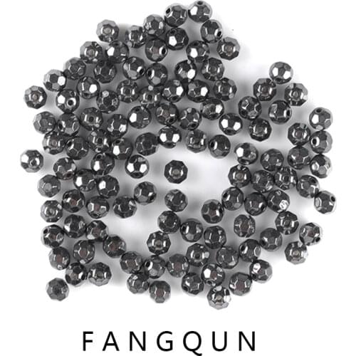 Wholesale 112Pcs/strand 4mm Faceted Black Hematite ball Beads Natural stone beads for 15inch bracelets making jewelry DIY