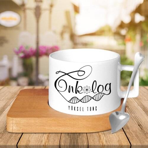 Personalized Professional Oncologist Wood Altlıklı Ceramic Cup