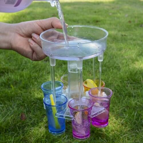 Beer Dispenser 6 Shot Glass Dispenser And Holder Silicone Plug To Adjust 1-6 Cups Of Liquid Outlet For Vacations Party Bars