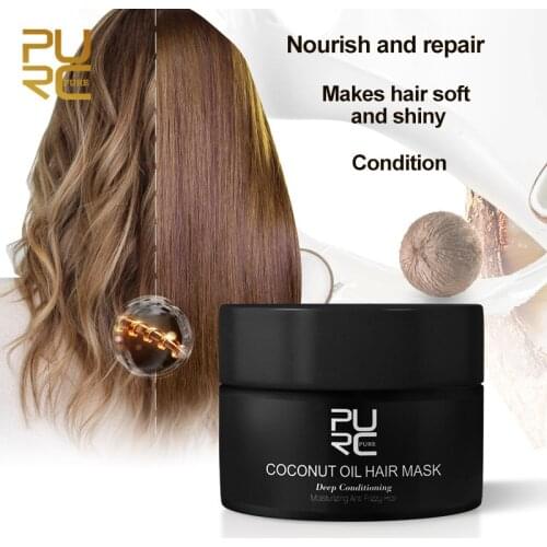 PURC 50ml Coconut Oil Hair Mask Repairs Damage Restore Soft Keratin Hair Scalp Treatment Non-Steaming Nutrient Hair Care TSLM1