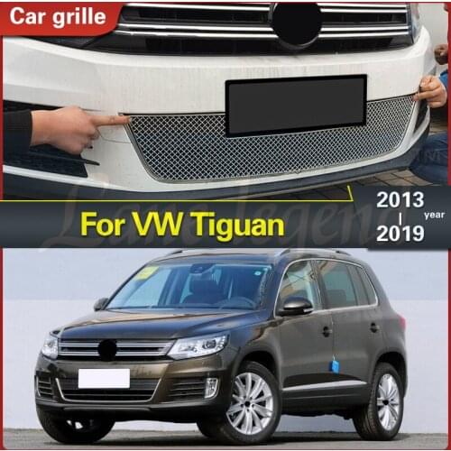 For Volkswagen VW Tiguan 2013-2019 Honeycomb Mesh High-quality Stainless steel car front grille racing grills grill cover trim