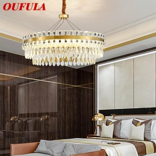 OUFULA Luxury Crystal Chandelier Lamp Gold LED Fixtures Modern Creative Decorative For Living Room Dining Room Villa Duplex