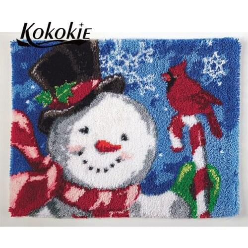 Christmas latch hook kits for adults large printed canvas yarn carpet diy latch hook rug kits carpet embroidery carpet diy rug