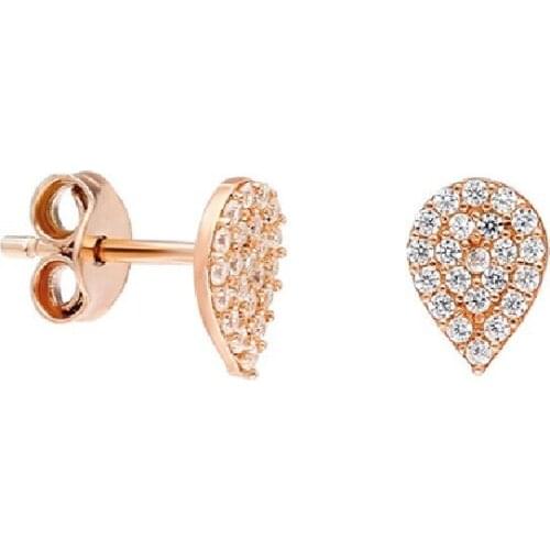 Silver rose zircon cubic zirconia drop model earrings
