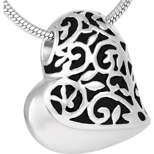 MJD8234 Discount !!! Big Sale 50% Off Charm Flower Hollow Love Heart Shape Pendant Necklace Jewelry -Keepsake Urn (Pendant only)