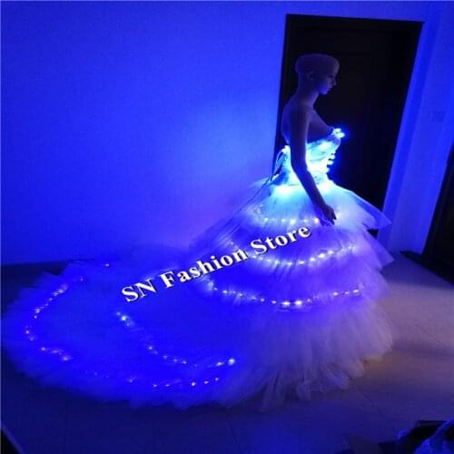 SS7-2 Colorful led light costumes ballroom dance dresses singer dj catwalk wedding clothes led dresses sexy wears club bar wears