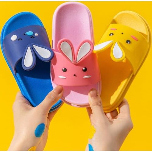 Cute Summer Shoes Kids Slippers for Girls Boys Cartoon Rabbit Slides Home Indoor Outdoor Children Slippers PVC Flat Soft Sole