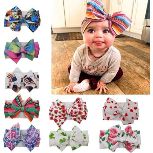 2020 Printing Turban Headband Baby Girls Hair Accessories Bullet Fabric Photo Props Newborn Headwraps Kids Bows Headband