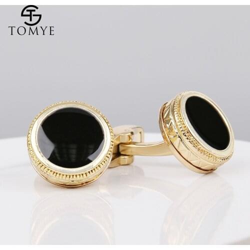 TOMYE suit shirt gold black enamel wedding luxury cufflinks for mens XK19S064