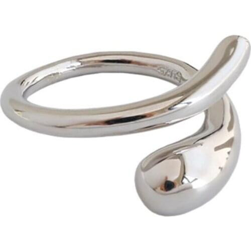 ZEMIOR Student Style Women Rings 925 Sterling Silver Minimalism Smooth Surface Ring Big Small Water Drop Adjustable Fine Jewelry