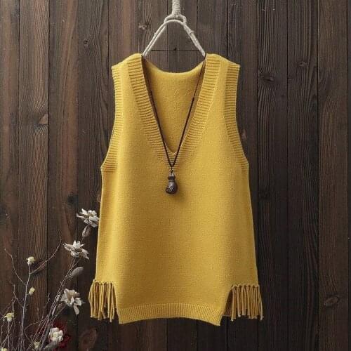 Woman Jacket Vest Spring V-neck Womens Short Knitted Tassel Vest Chaleco Mujer