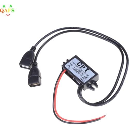 Power Supply 1pcs DC DC Converter 12V Buck To 5V 3A Dual USB Output Jack Car Power Regulator Voltage Step Down Module