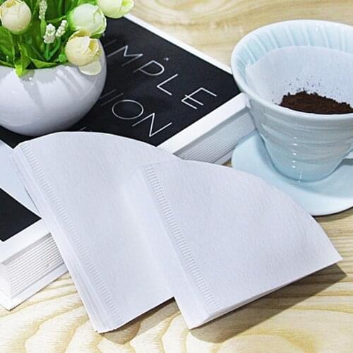 50Pcs Cone-shaped Hand Drip Brew Coffee Filter Home Office Travel DIY Cafe Paper
