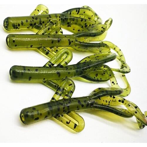 6pcs/Lot Big Bite Baits Battle Bug Soft Plastic Creature Bait 75mm Long Tail Crawling Shrimp Lure Isca Artificial Swimbait