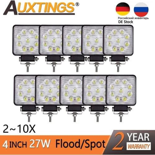 Auxtings Slim 4'' 4in 27w Squater Flood Spot Beam led Work Light bar 2pcs 10pcs CE RoHS offroad truck car LED work light 12v 24v