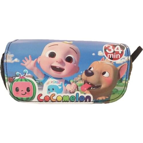Cocomelon Style kids cute PU pencil case boys high quality pencil bag children cartoon school supplies stationery nylon estojo