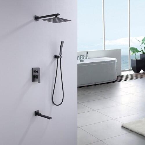 Shower system black bathroom shower set bath shower mixers waterfall thermostatic mixer tap rain bathtub faucets