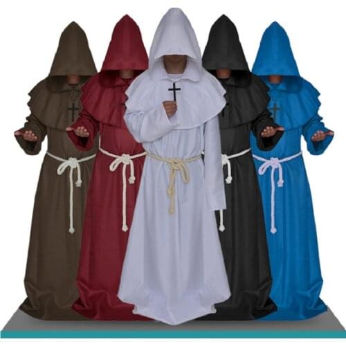 Halloween Hooded Robes Cloak Capes Carnival Medieval Friar Monk Vampire Cosplay Costume Priest Men Women Disguise Cos Party Wear