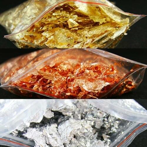 Imitation Gold Leaf Flakes Silver,Rose Gold,Copper Gilding Flakes for Wall Decorationarts,Arts and Crafts,20g Foil Paper