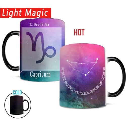 Fashion Capricorn 12 Constellations Temperature Changing Color Mug Milk Coffee Mugs Friends Gifts Student Breakfast Cup Mugs