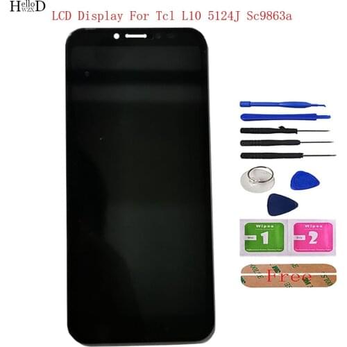 5.45'' Mobile LCD Display For TCL L10 5124J Sc9863a LCD Display Touch Screen Digitizer Panel Front Glass Assembly Repair Parts