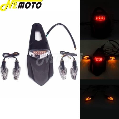 Motorcycle ABS Red LED Taillight Stop Light Tail Amber Turn Signal Light Fender Rear Tail Lamp For Off-road Dirt Bike Custom