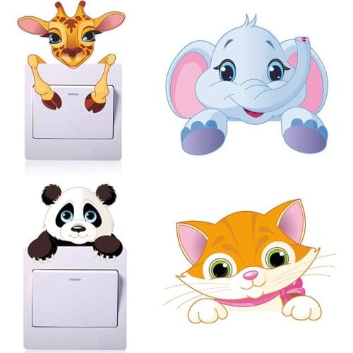 Cartoon Animal Switch Sticker Kids Room Wall Decoration Waterproof PVC on-off Switch Sticker Children Bedroom DIY Decor