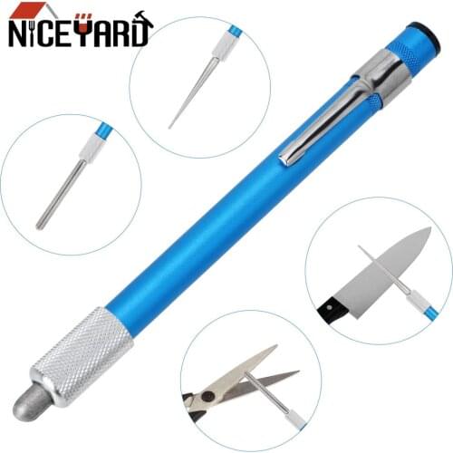NICEYARD Outdoor Tool Knife Sharpener Grindstone For Fishhook Knife Pen Shape Diamond Plated Carbon Steel 1 Pcs