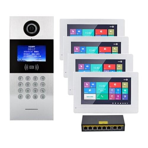 New latest HD digital video intercom doorbell touch screen TCP/IP residential intelligent electronic access control system 1V4
