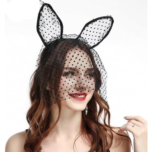 Rabbit Ear Headband Sexy Lace Hair Band for Festival Soft Fashion Lovely Hairband Adult Sex Games Halloween Christmas Costume