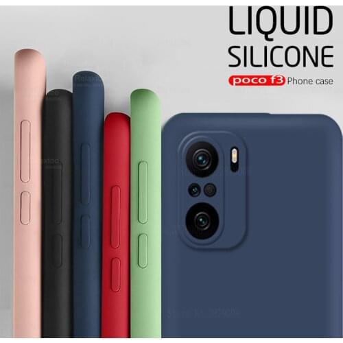 Original Liquid Silicone Case For Xiaomi Poco F3 Case For Xiaomi Poco F3 Cover Shell Coque Soft TPU Phone Bumper For Poco F3