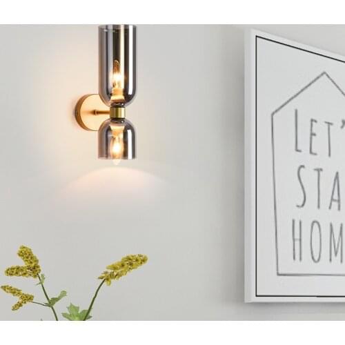 Nordic Post-modern Golden Glass LED Wall Lamp Bedroom Bedside Living Room Balcony Aisle LED Black Wall Lamp Surface Mounted 14W