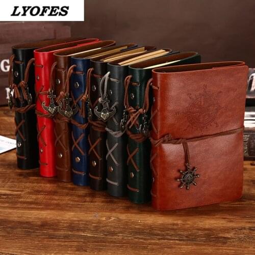 Retro Spiral Notebook Diary Notepad Vintage Pirate Anchors PU Leather Note Book Replaceable Stationery Gift Traveler Journal
