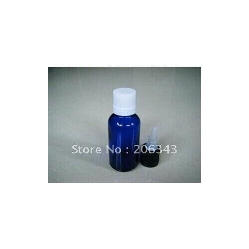 30ml blue essential oil bottle with plastic cap, for cosmeticl packaging