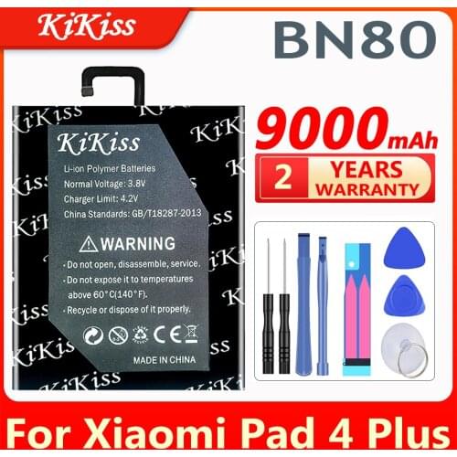 For Xiao Mi Tablet Replacement Battery BN80 for Xiaomi Pad 4 Plus Pad4 Plus Tablet 4Plus High Capacity 9000mAh Batteries+Tools