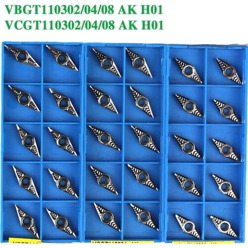 VCGT110302 VCGT110304 VBGT110304 VBGT110308 AK H01 Carbide Inserts CNC Lathe Turning Tools VCGT VBGT Cutting Blade for Aluminum