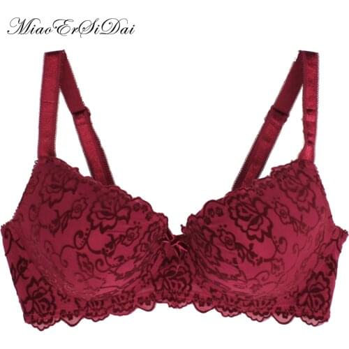 Women large cup bras Flocking pattern plus size 38C/40C/42C/38D/40D/42D/38E/40E/42E