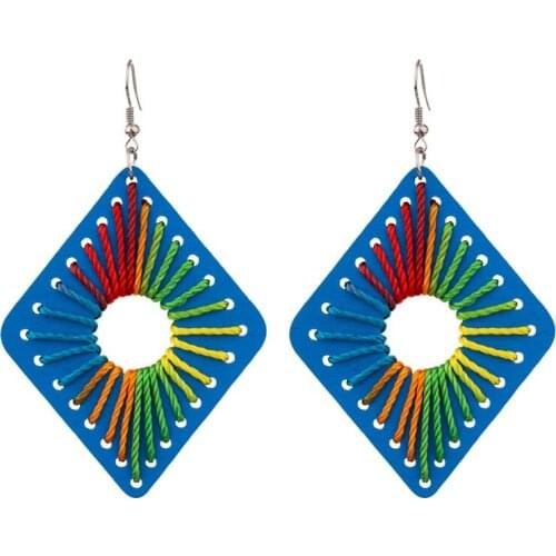 Dreamtop Fashion Vintage Geometric Hollow Round Dangle Earrings For Women Natural Wooden Wood Statement Earrings Jewelrly E74