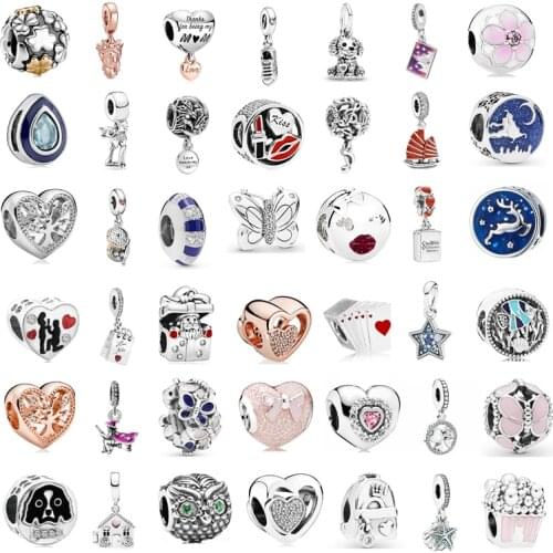 Fashion Charm Blue Elk Beaded Tree of Life Flower Fits Original Pandora Ladies Bracelet Jewelry Gift