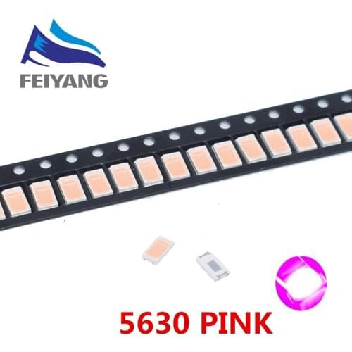 100pcs SMD Chip 5730 5630 Pink LED Diode Surface Mount SMT Beads LED Light-Emitting Diode Lamp High Brightness 800-1000mcd Light