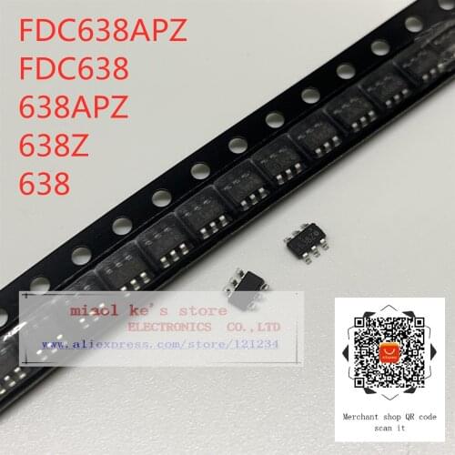[ 10pcs-50pcs ]100%New original: FDC638APZ FDC638 638APZ 638Z 638 - MOSFET P-channel 20V 4.5A SOT-23-6