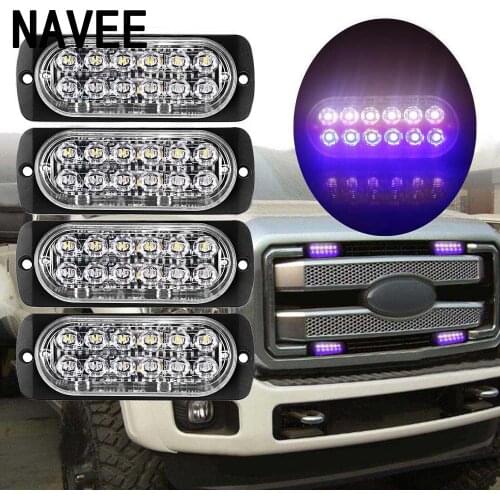 12LED 18W Strobe Warning Light Strobe Grill Flashing Breakdown Emergency Light Car Truck Beacon Lamp white+blue Light